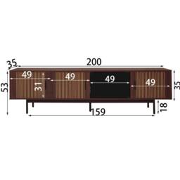 ModernLuxe TV cabinet lowboard with carved texture, LED light & glass doors in Walnut - thumbnail 6