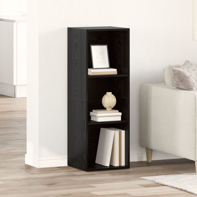 Berkfield Home TV Cabinet with Storage Black oak Engineered Wood - image 1