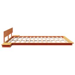 Berkfield Home Floor Bed Frame with Bedside Tables Wax Brown 200x200cm Solid Wood - Size: 200x200 cm - thumbnail 6