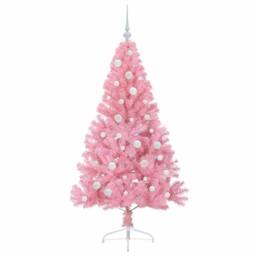 Berkfield Home Beautiful Artificial Pre-lit Christmas Tree with 150 LEDs Pink 15 - thumbnail 4