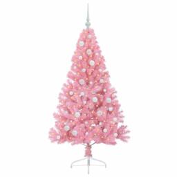 Berkfield Home Beautiful Artificial Pre-lit Christmas Tree with 150 LEDs Pink 15 - thumbnail 1