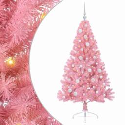 Berkfield Home Beautiful Artificial Pre-lit Christmas Tree with 150 LEDs Pink 15 - thumbnail 3