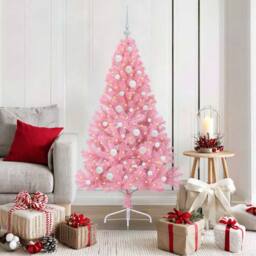Berkfield Home Beautiful Artificial Pre-lit Christmas Tree with 150 LEDs Pink 15 - thumbnail 2