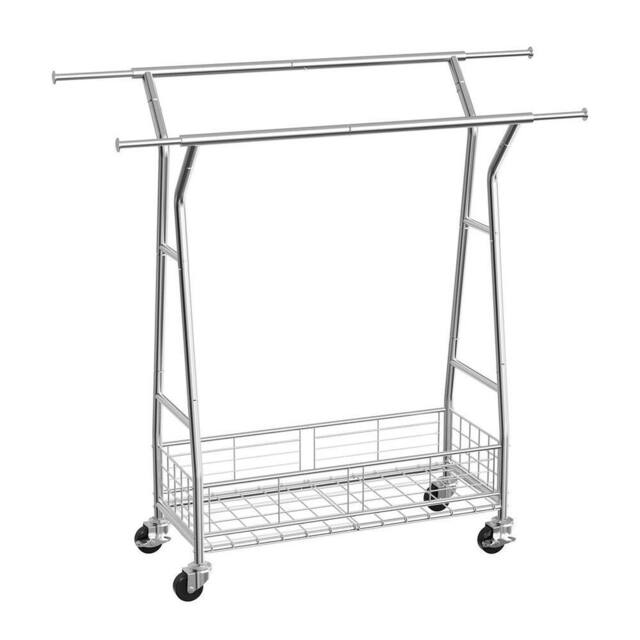 EONLION Adjustable Garment Rack with Storage Basket in Silver - Size: 500mm - image 1