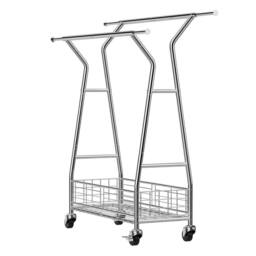 EONLION Adjustable Garment Rack with Storage Basket in Silver - Size: 500mm - thumbnail 5