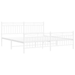 Berkfield Home Metal Bed Frame with Headboard & Footboard White 183x213 cm - thumbnail 4