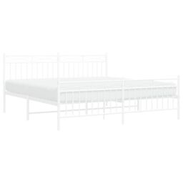 Berkfield Home Metal Bed Frame with Headboard & Footboard White 183x213 cm - thumbnail 3