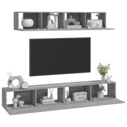 Berkfield Home 4 Piece TV Cabinet Set Grey Sonoma Engineered Wood - thumbnail 7