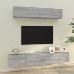 Berkfield Home 4 Piece TV Cabinet Set Grey Sonoma Engineered Wood - thumbnail 2