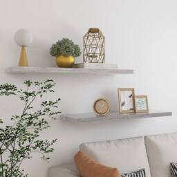 Berkfield Home Durable Floating Wall Shelves 2 pcs Concrete Grey 90x23.5x3.8 cm MDF - thumbnail 2