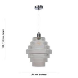 First Choice Lighting Set of 2 Benson - 7 Tier Large Glass & Chrome Ceiling Pendant Lights in Clear - thumbnail 6