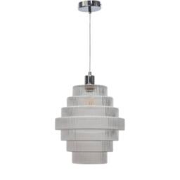 First Choice Lighting Set of 2 Benson - 7 Tier Large Glass & Chrome Ceiling Pendant Lights in Clear - thumbnail 2