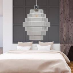 First Choice Lighting Set of 2 Benson - 7 Tier Large Glass & Chrome Ceiling Pendant Lights in Clear - thumbnail 5