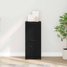 Berkfield Home Black Oak Sideboard - 30x30x70 cm, Made from Engineered Wood - Size: 30 x 30 x 70 cm - thumbnail 4