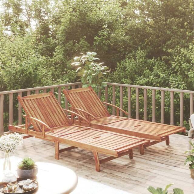 Berkfield Home Sun Loungers 2 pcs Solid Wood Acacia in Brown - image 1