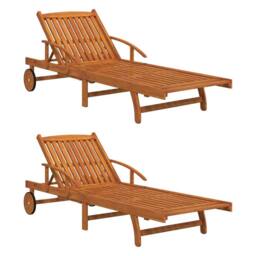 Berkfield Home Sun Loungers 2 pcs Solid Wood Acacia in Brown - thumbnail 3