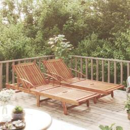 Berkfield Home Sun Loungers 2 pcs Solid Wood Acacia in Brown - thumbnail 1