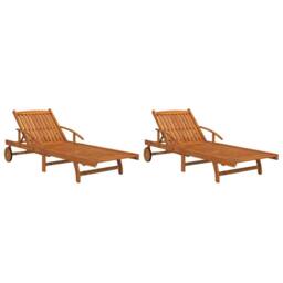 Berkfield Home Sun Loungers 2 pcs Solid Wood Acacia in Brown - thumbnail 2