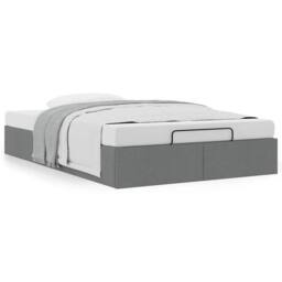 Berkfield Home Ottoman Bed Frame without Mattress Dark Grey Double Fabric - thumbnail 4