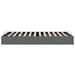 Berkfield Home Ottoman Bed Frame without Mattress Dark Grey Double Fabric - thumbnail 8