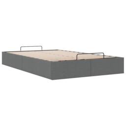 Berkfield Home Ottoman Bed Frame without Mattress Dark Grey Double Fabric - thumbnail 6