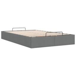 Berkfield Home Ottoman Bed Frame without Mattress Dark Grey Double Fabric - thumbnail 9
