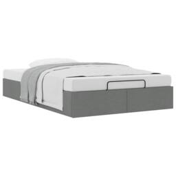 Berkfield Home Ottoman Bed Frame without Mattress Dark Grey Double Fabric - thumbnail 5