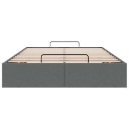 Berkfield Home Ottoman Bed Frame without Mattress Dark Grey Double Fabric - thumbnail 7