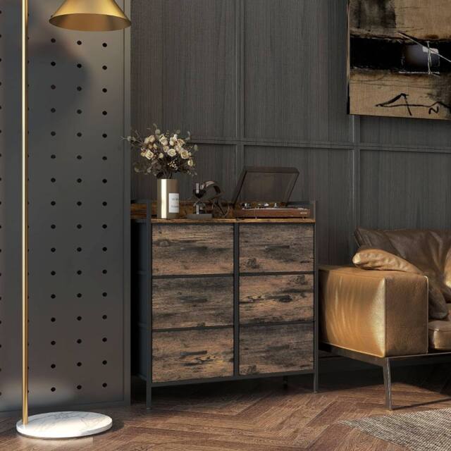 STILVORA Chest of Drawers Storage with steel frame Rustic Brown - image 1