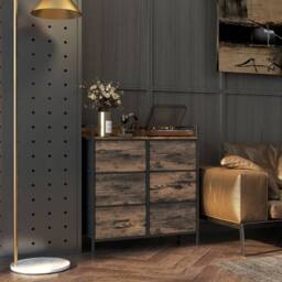 STILVORA Chest of Drawers Storage with steel frame Rustic Brown - thumbnail 1