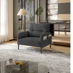 Direct Wicker Single Corduroy Armchair, Wide Seat Lounge Chair, Accent Furniture in Grey - Size: 1 Pack - thumbnail 1
