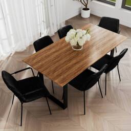 Lemon Pavilion Furniture Antibes Dining Table - MDF/Metal - L180 x W90 x H76 cm in Black - Size: 1 Pack - thumbnail 2