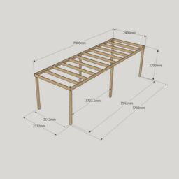 Rutland County Garden Furniture Ltd Garden Pergola 6 Posts - Wood - L240 x W780 x H270 cm - Rustic Brown in Light Green - thumbnail 5
