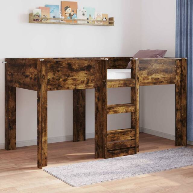 Berkfield Home Bunk Bed for Kids Smoked Oak 90 x 200 cm Engineered wood in Brown - image 1