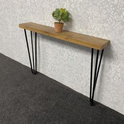 KOSY KOALA Modern Side Console Table with Veneer Top & Iron Legs in Bronze - thumbnail 2