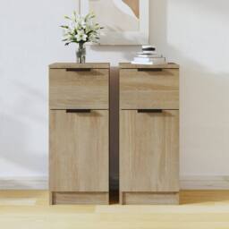 Berkfield Home Sideboards 2 pcs Sonoma Oak 30x30x70 cm Engineered Wood in Brown - Size: 30 x 30 x 70 cm - thumbnail 2