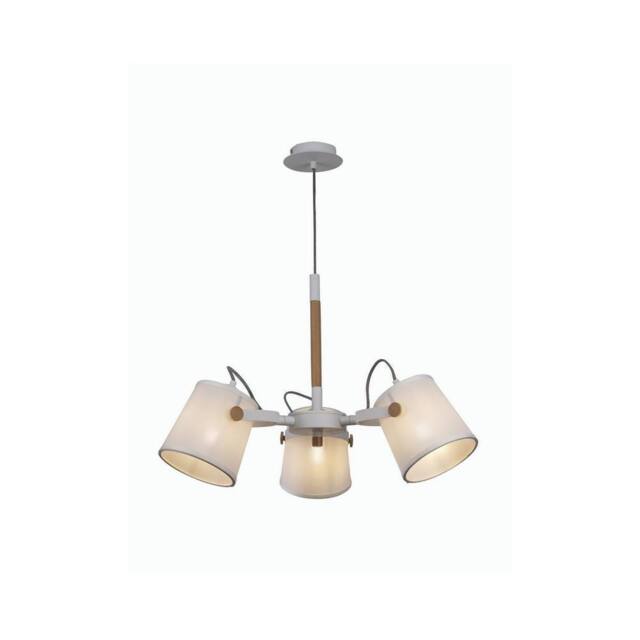 Netlighting Nordica Pendant 3 Light 3x23W E27 White Beech White Shades - image 1