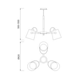 Netlighting Nordica Pendant 3 Light 3x23W E27 White Beech White Shades - thumbnail 2
