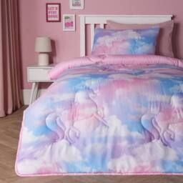 OHS Unicorn 7.5 Tog Coverless Duvet with Pillowcase Kids Bedding Set - Size: Single - thumbnail 1