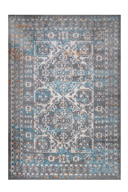 Kukoon Silver Grey Traditional Bordered Living Area Rug in Mid Grey - Size: 120 cm x 170 cm - image 1