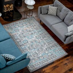 Kukoon Silver Grey Traditional Bordered Living Area Rug in Mid Grey - Size: 120 cm x 170 cm - thumbnail 2