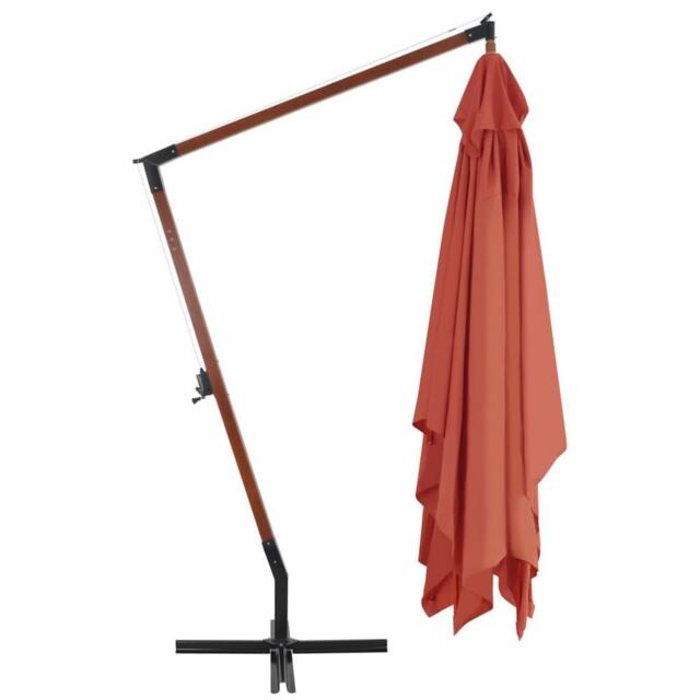 Berkfield Home Elegant Cantilever Umbrella with Wooden Pole 400x300 cm Terracotta - image 1