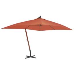 Berkfield Home Elegant Cantilever Umbrella with Wooden Pole 400x300 cm Terracotta - thumbnail 2