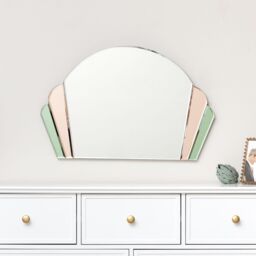 Melody Maison Pink & Green Glass Art Deco Arch Fan Wall Mirror 71cm X 46cm - Size: 71 cm X 46 cm - thumbnail 4