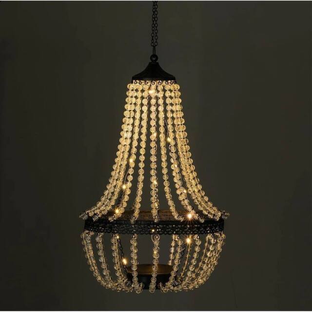 NESTLUNE Solar Powered Acrylic Crystal Chandelier Light in Clear - image 1