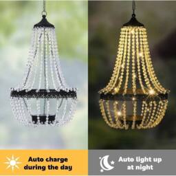 NESTLUNE Solar Powered Acrylic Crystal Chandelier Light in Clear - thumbnail 6