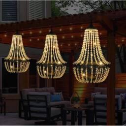 NESTLUNE Solar Powered Acrylic Crystal Chandelier Light in Clear - thumbnail 5