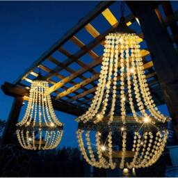 NESTLUNE Solar Powered Acrylic Crystal Chandelier Light in Clear - thumbnail 3