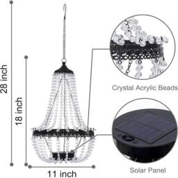 NESTLUNE Solar Powered Acrylic Crystal Chandelier Light in Clear - thumbnail 2