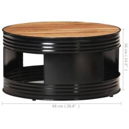 Berkfield Home Coffee Table Black 68x68x36 cm Solid Acacia Wood - Size: 68 x 68 x 36 cm - thumbnail 6